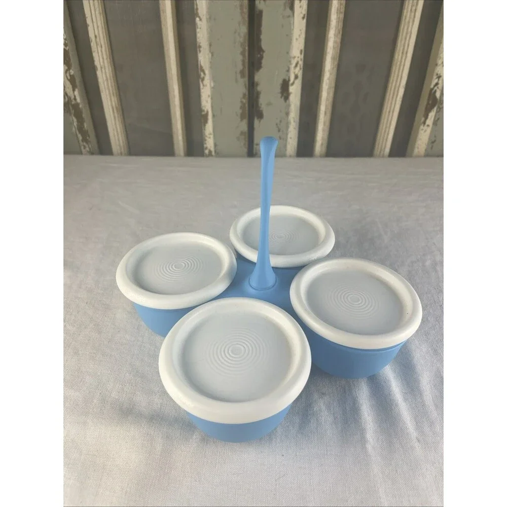 Tupperware Blue Four Cup Condiment Caddy